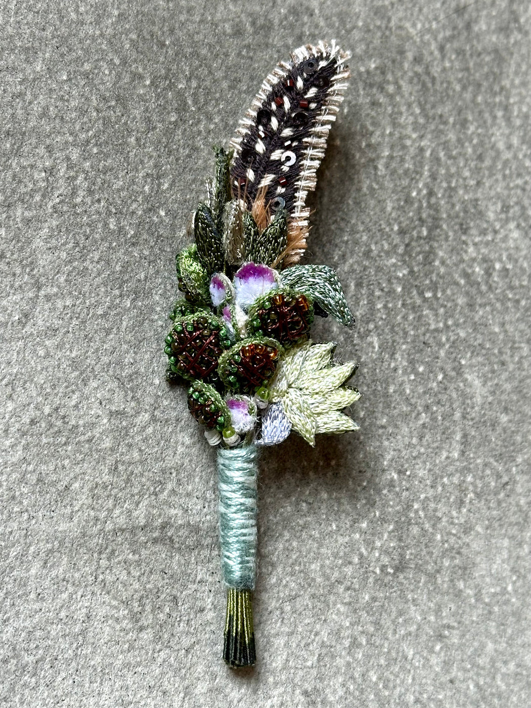 "Spotted Feather" Boutonniere by Trovelore