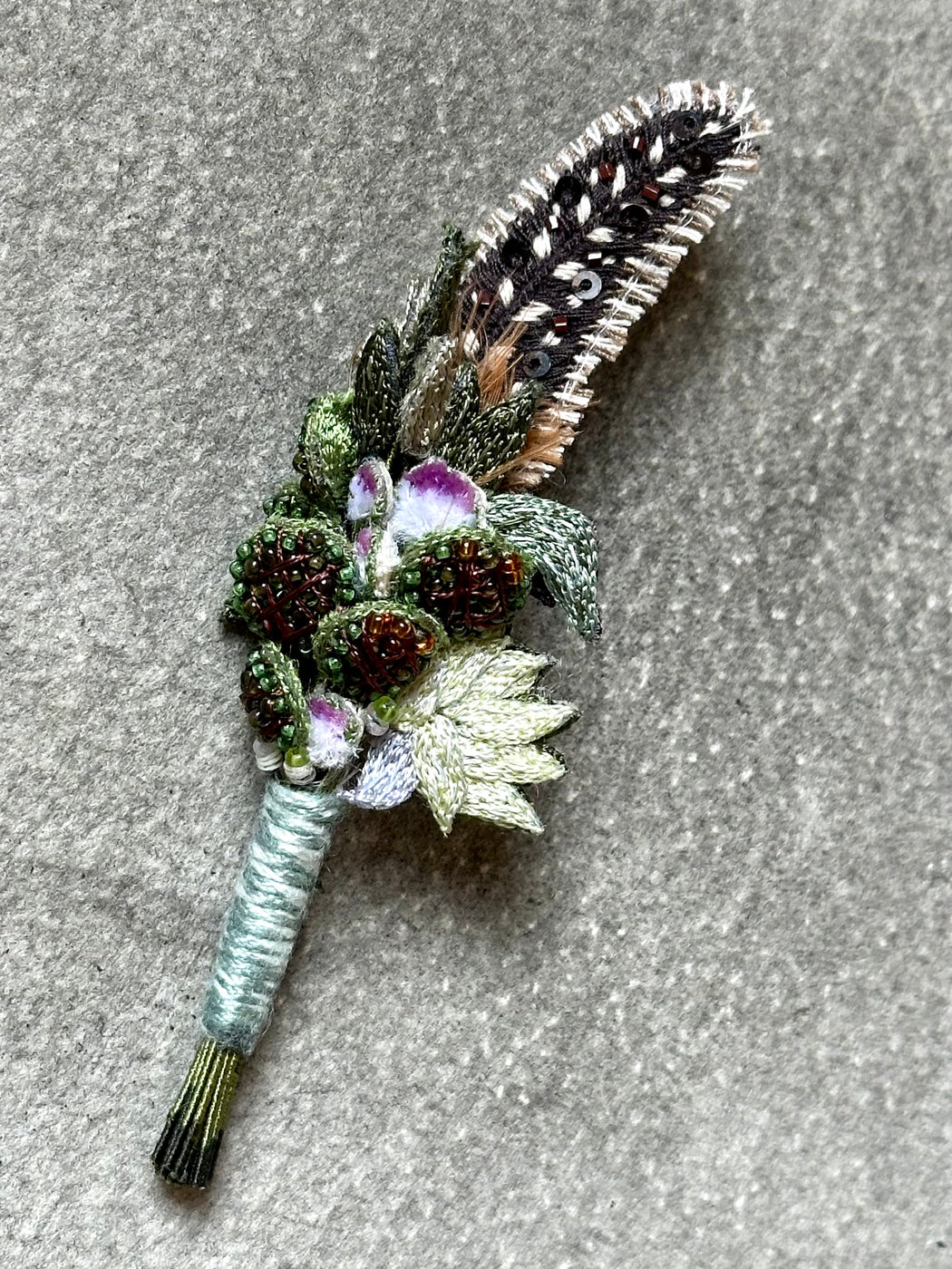"Spotted Feather" Boutonniere by Trovelore