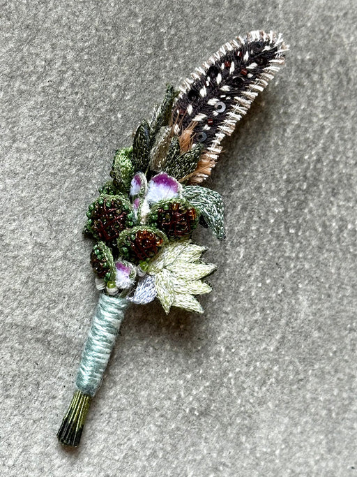 "Spotted Feather" Boutonniere by Trovelore