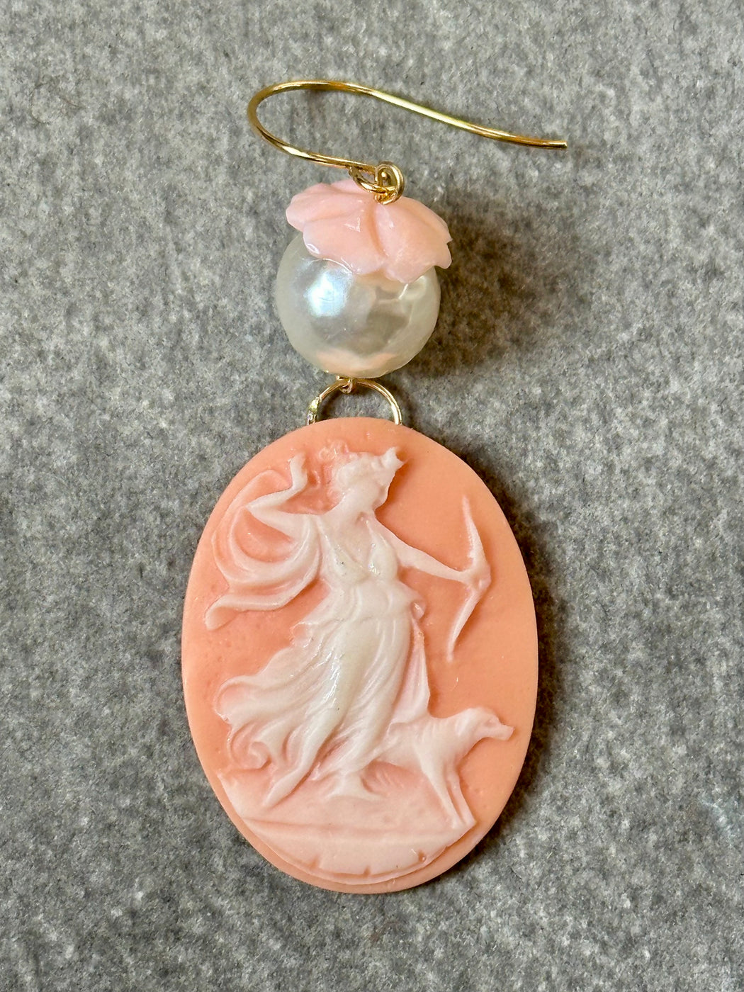 "Pearl & Cameo" Earrings by Gay Isber