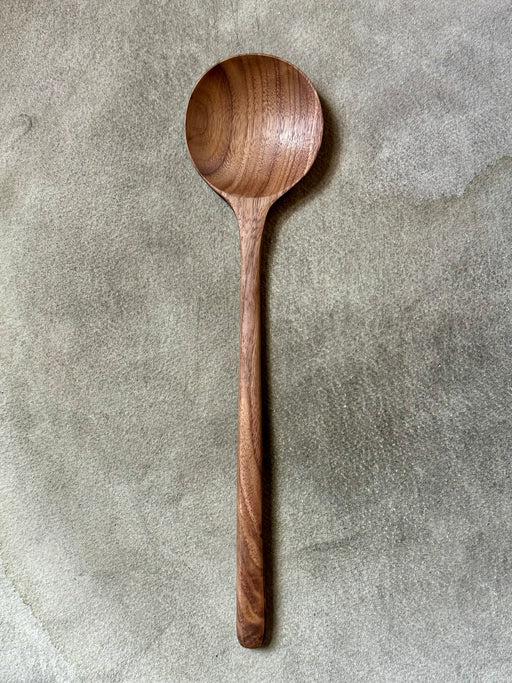 Hand-Crafted Walnut Round Spoon