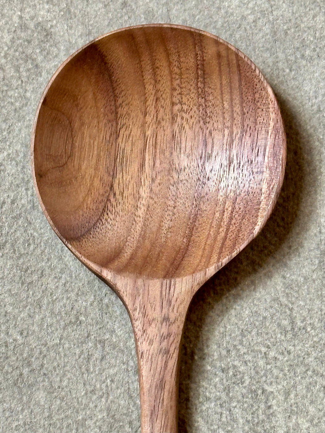 Hand-Crafted Walnut Round Spoon