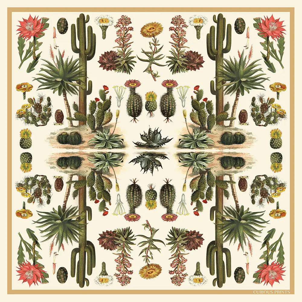 "Desert Cactus" Silk Scarf by Curious Prints