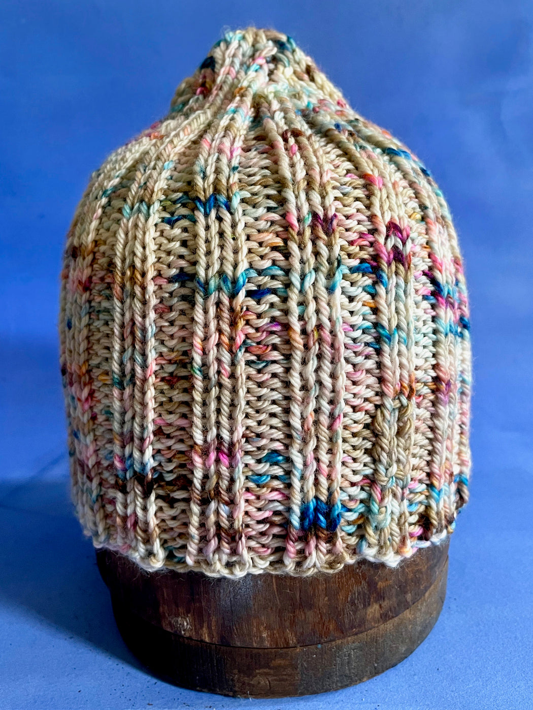 Hand-Knitted Ribbed Beanie - Multi