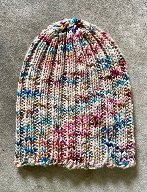 Hand-Knitted Ribbed Beanie - Multi