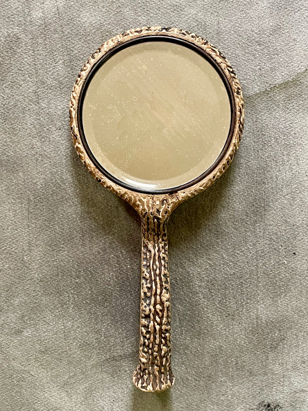 Vintage Faux Bois Hand Mirror