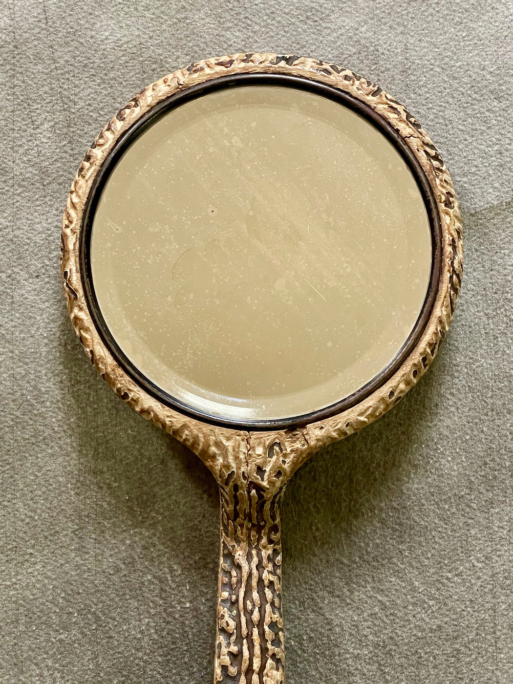 Vintage Faux Bois Hand Mirror