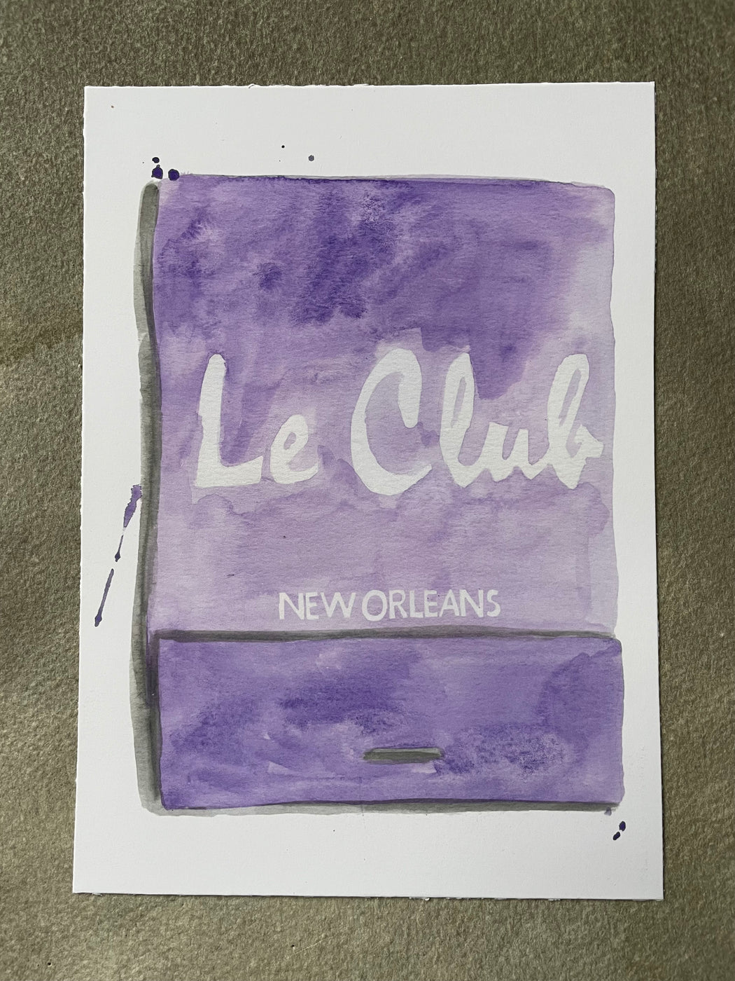 "Le Club" Matchbook Watercolor Print by Jessica Rowe