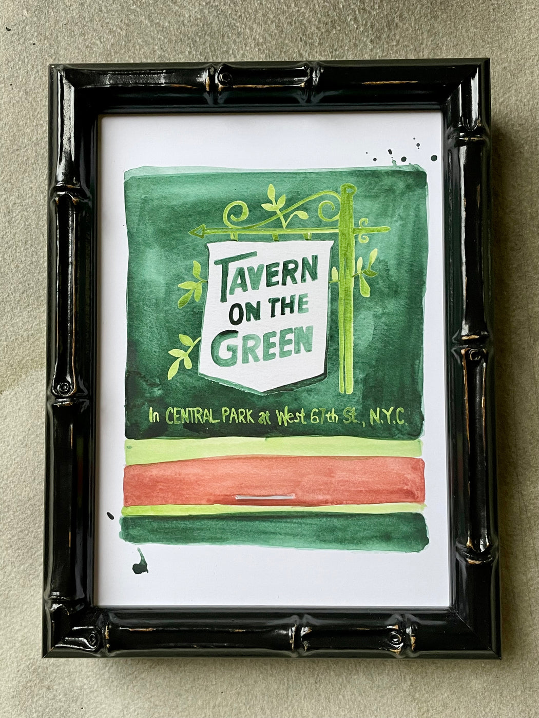 "Tavern on the Green" Matchbook Watercolor Print by Jessica Rowe
