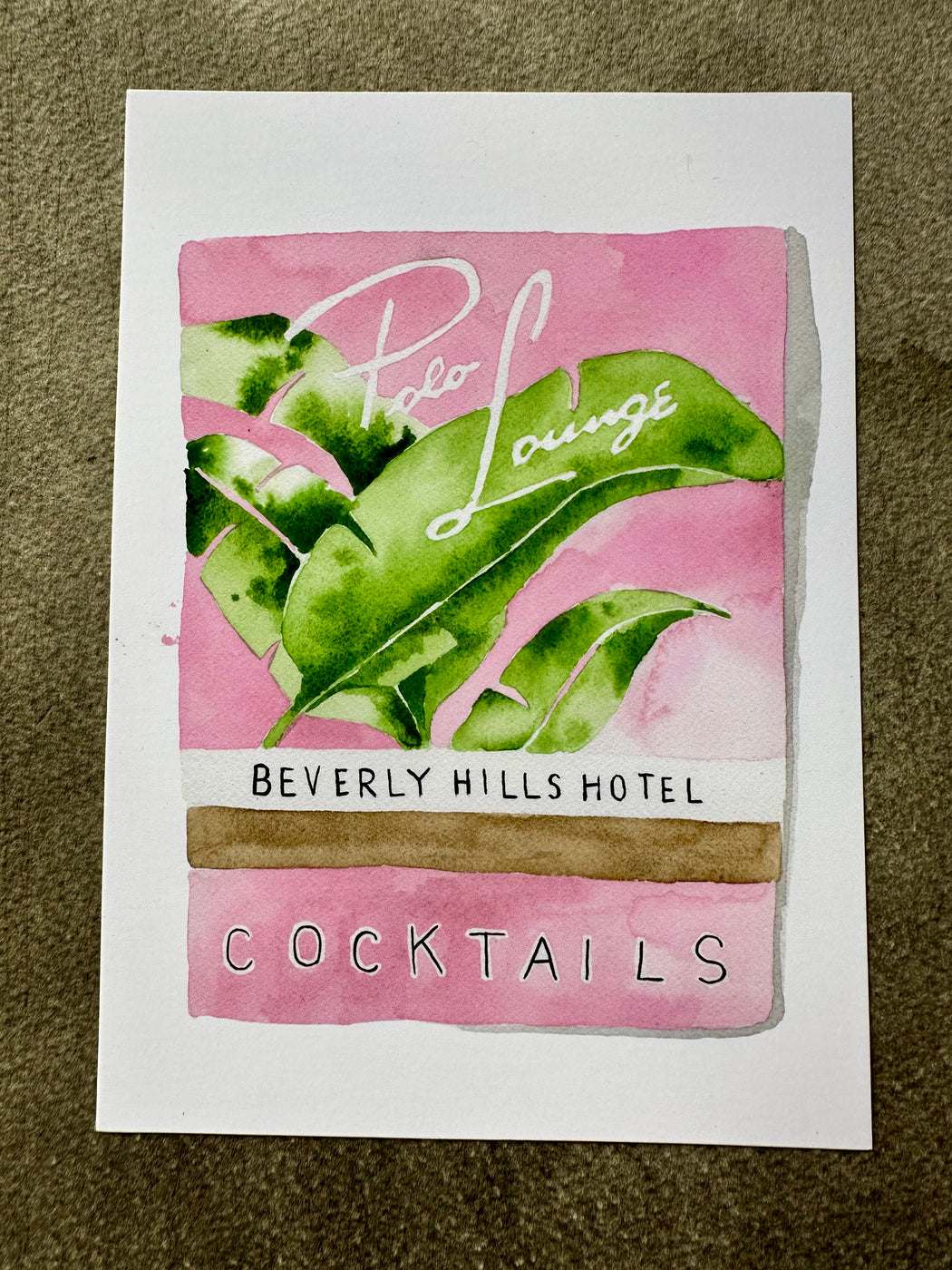 "Beverly Hills Hotel" Matchbook Watercolor Print by Jessica Rowe