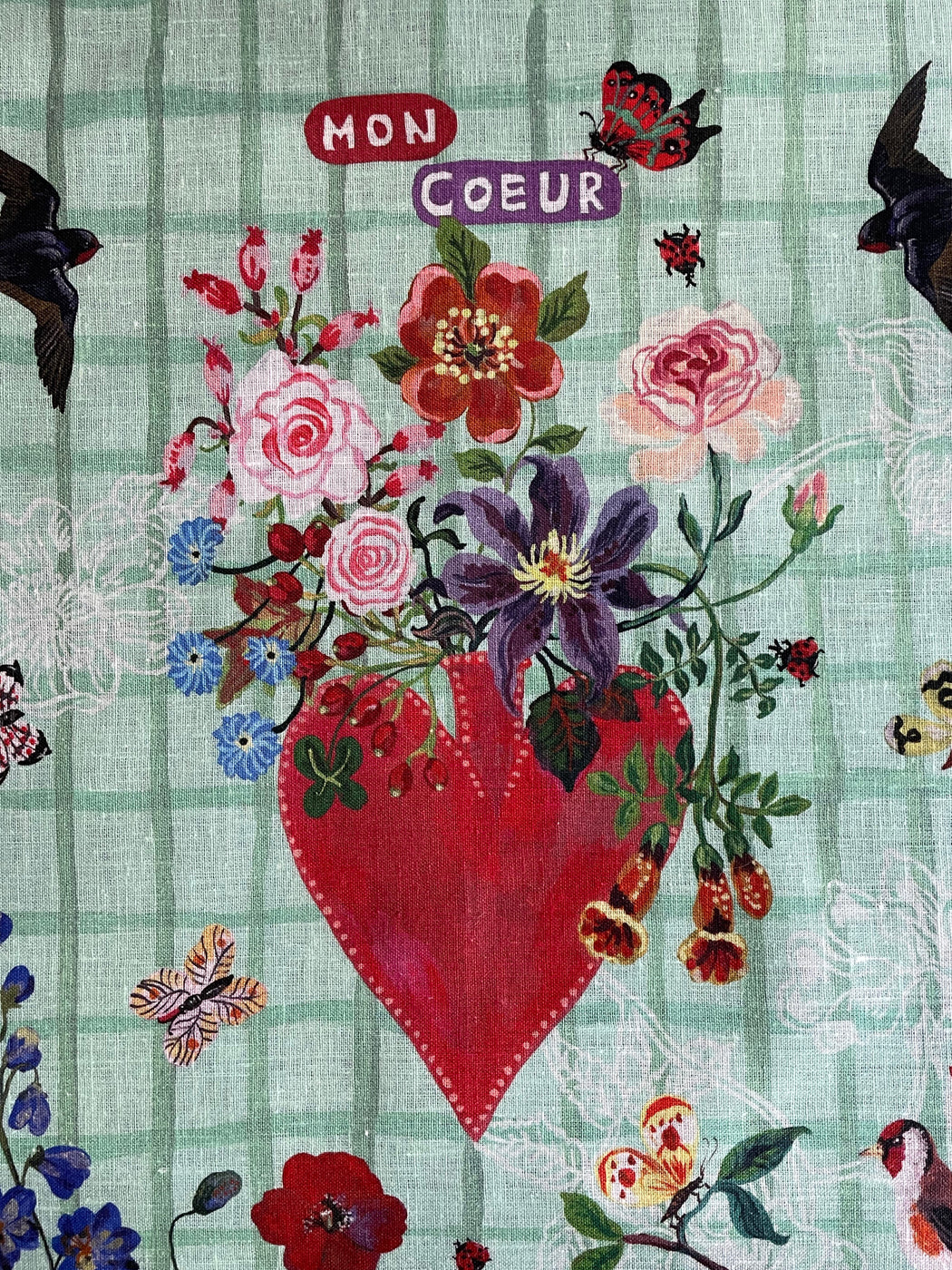 Nathalie Lete "Mon Coeur" Linen Tea Towel