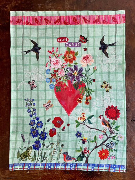 Nathalie Lete "Mon Coeur" Linen Tea Towel