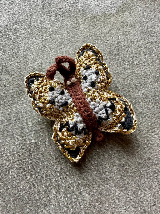 Nathalie Lete Hand-Crocheted Butterfly Brooch - Gold