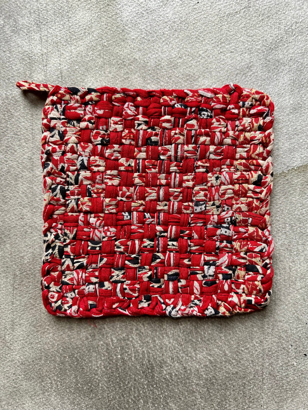 Woven Cotton Sari Potholders - Reds