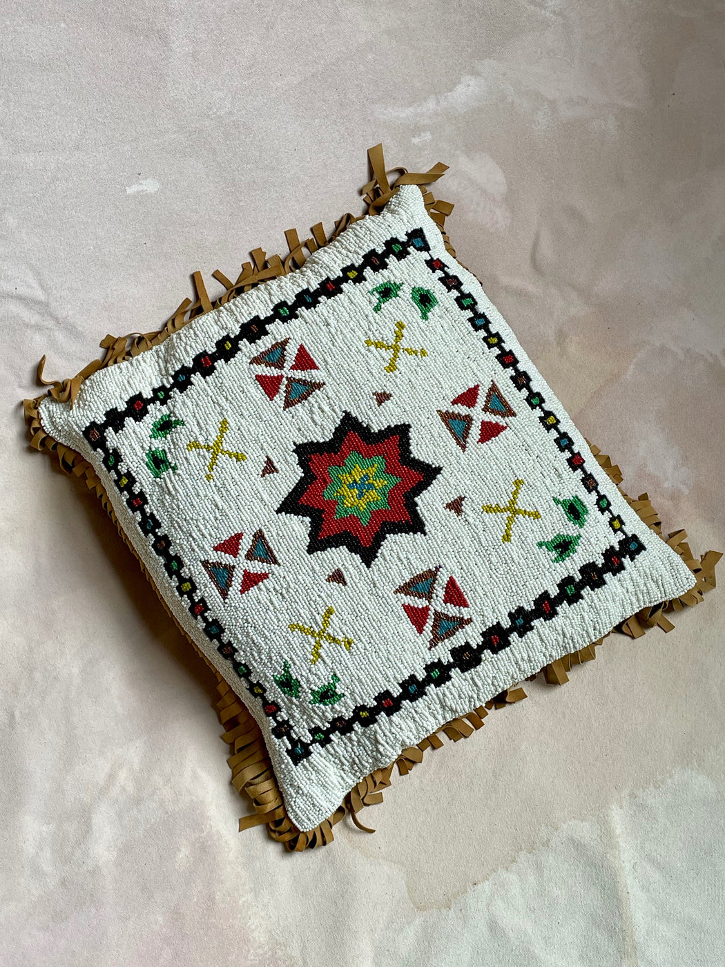 Vintage Beaded Pillow