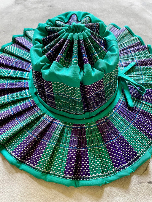 Lorna Murray Folding "Milan" Hat - Purple & Green