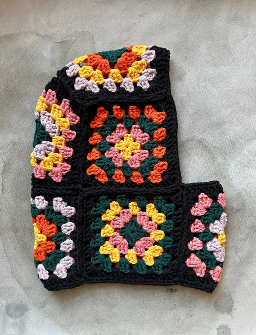 "Granny-Square" Hand-Crocheted Balaclava - Black Multi