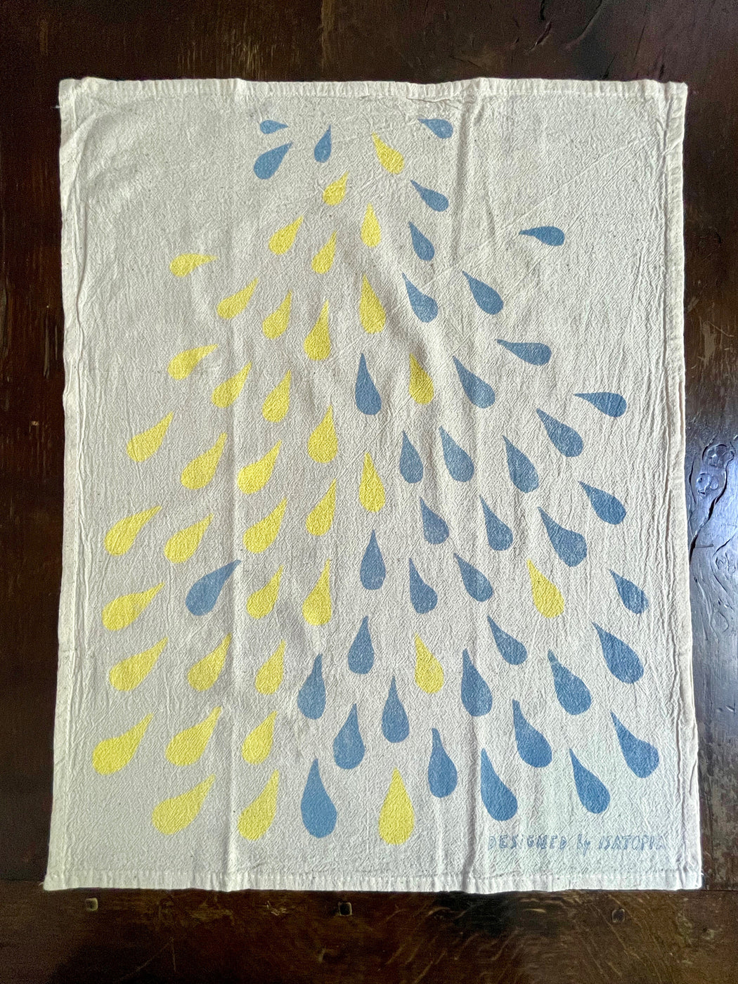 "Drops" Tea Towel - Yellow and Blue