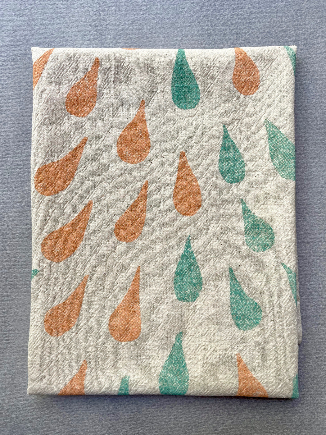 "Drops" Tea Towel - Terra Cotta and Teal