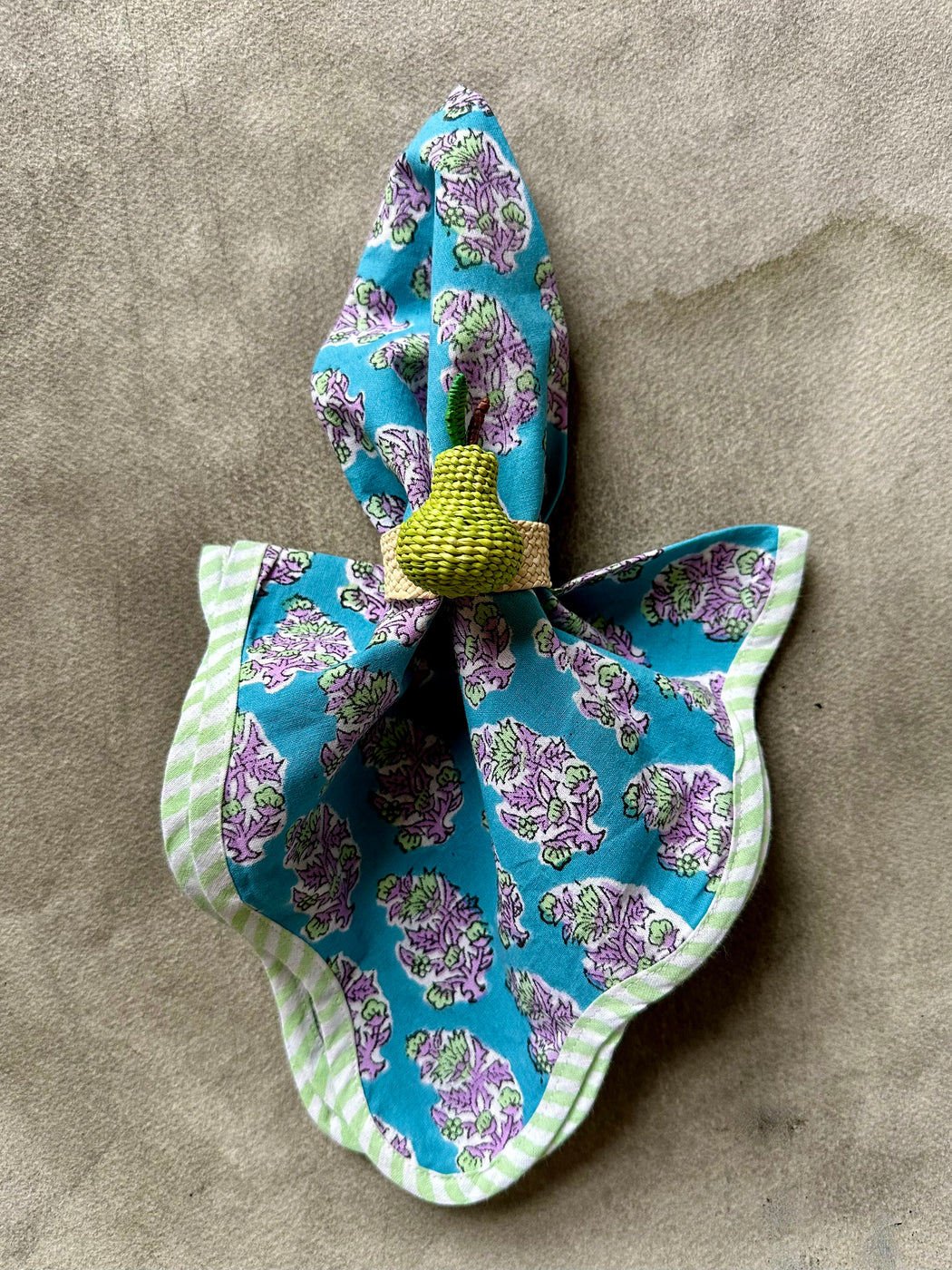 "Blues" Cotton Block-Print Napkins