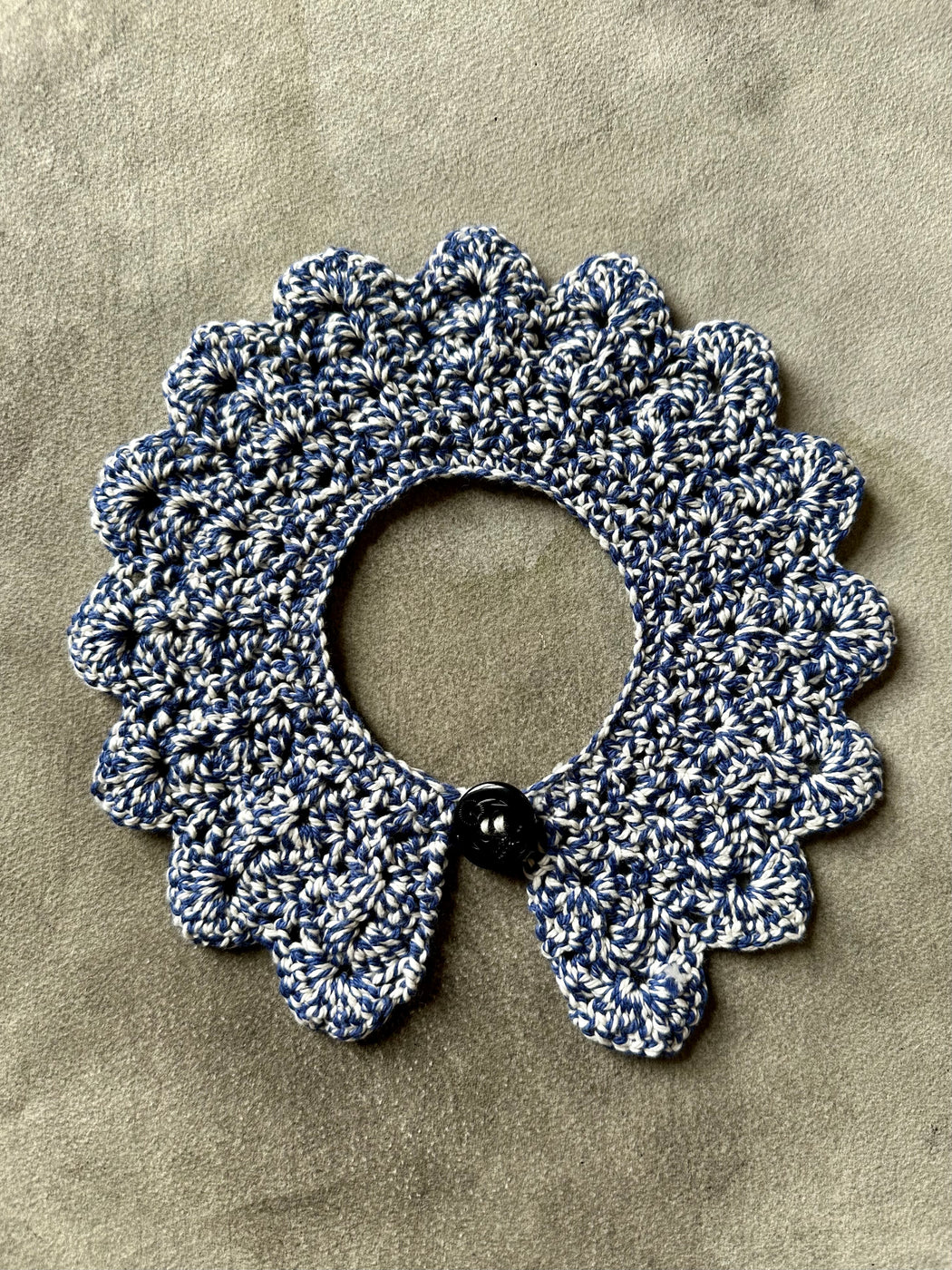 "Blue Tweed" Hand-Crocheted Collar by Albo