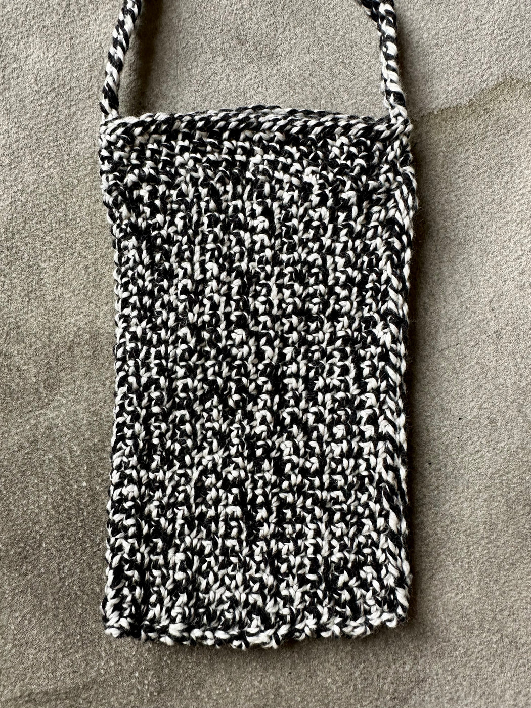 "Black Tweed" Hand-Crocheted Little Cross-Body Bag
