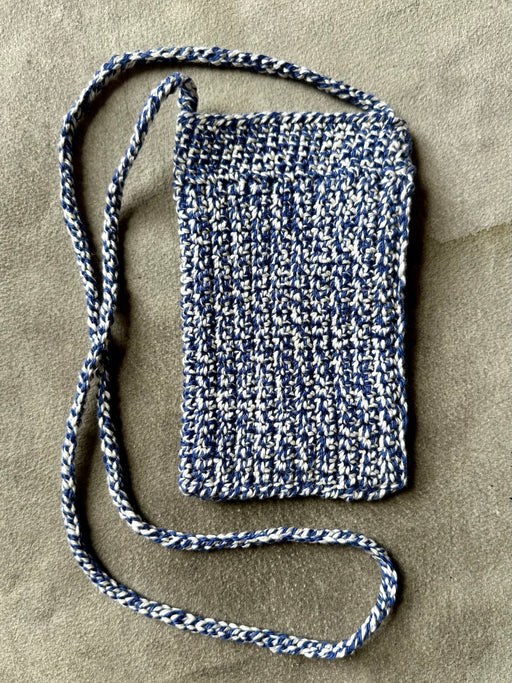 "Blue Tweed" Hand-Crocheted Little Cross-Body Bag