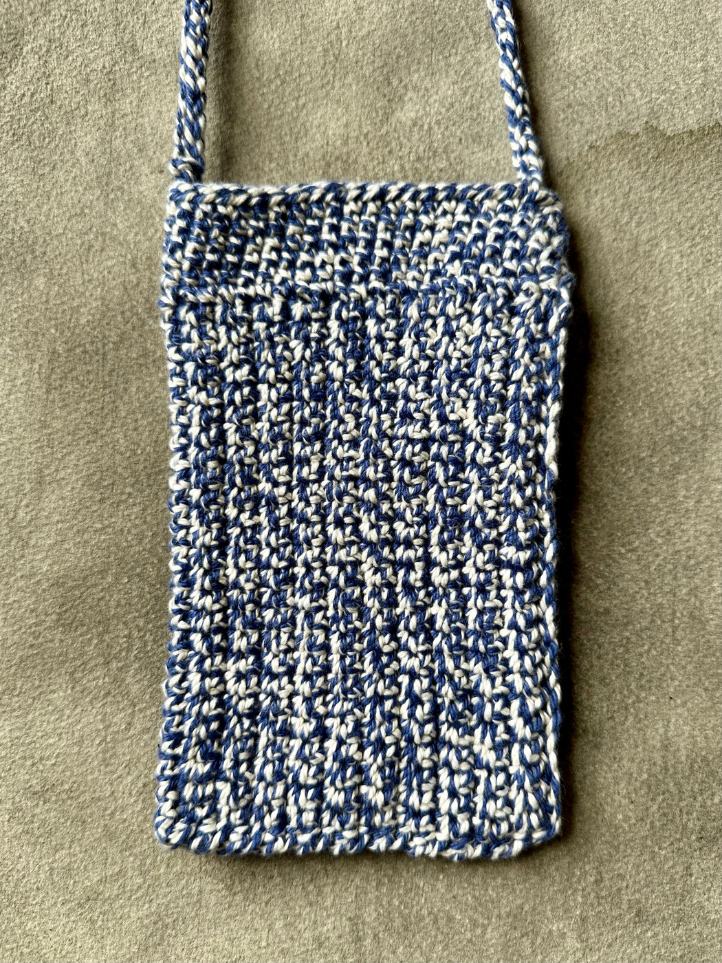 "Blue Tweed" Hand-Crocheted Little Cross-Body Bag