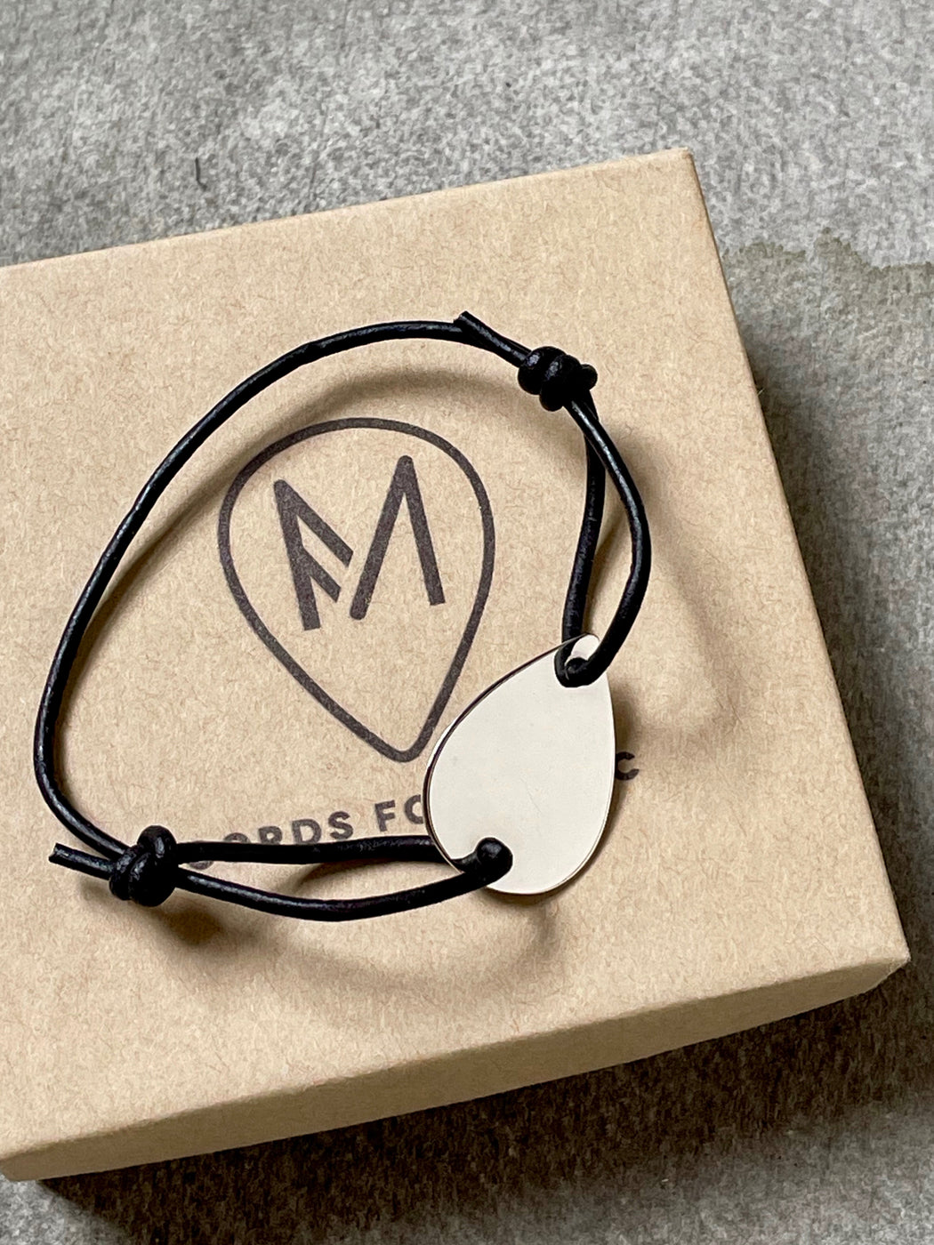 Guitar Pick Bracelet - Black Leather