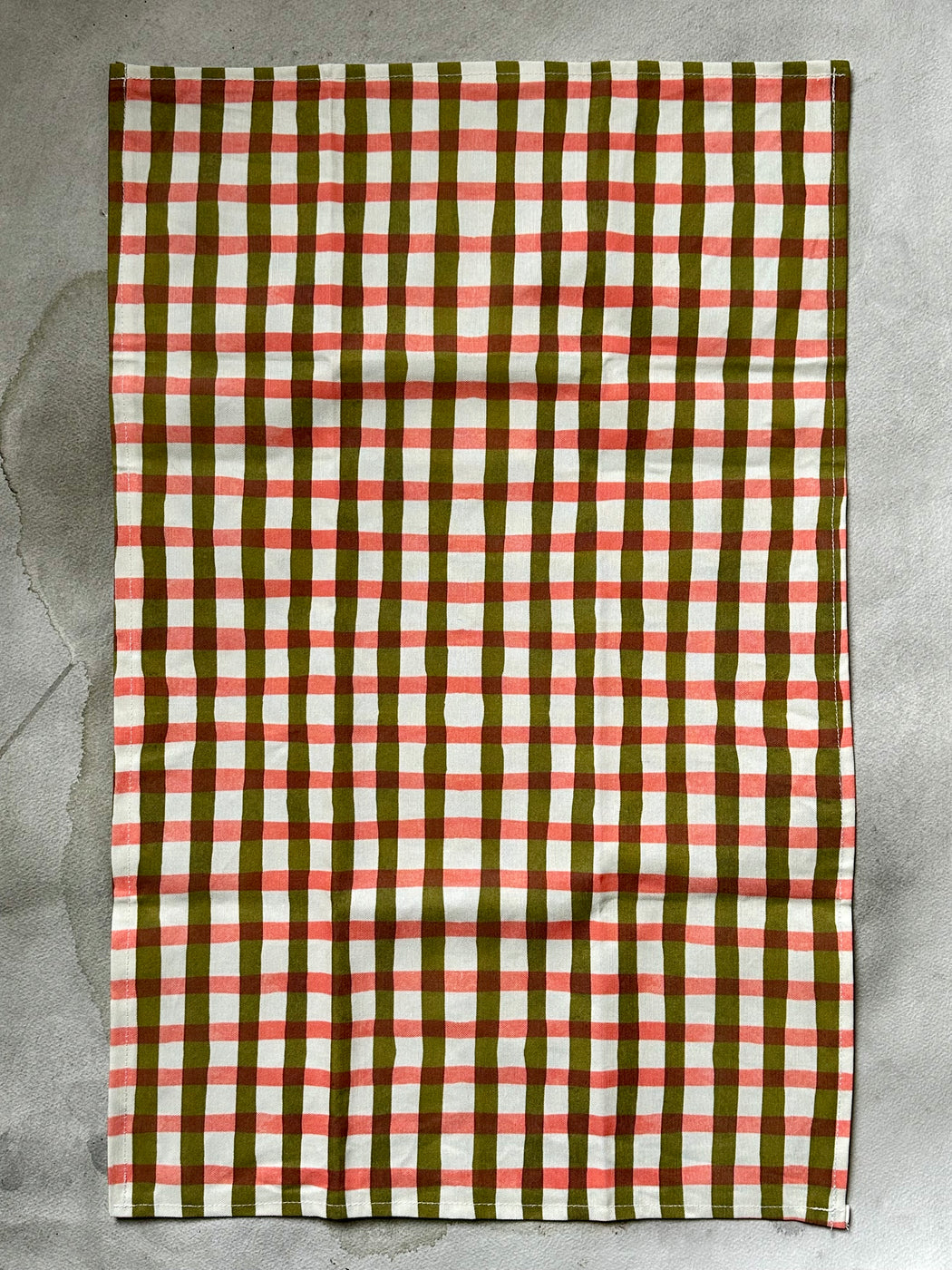 "Picnic" Tea Towel - Vermillion and Olive