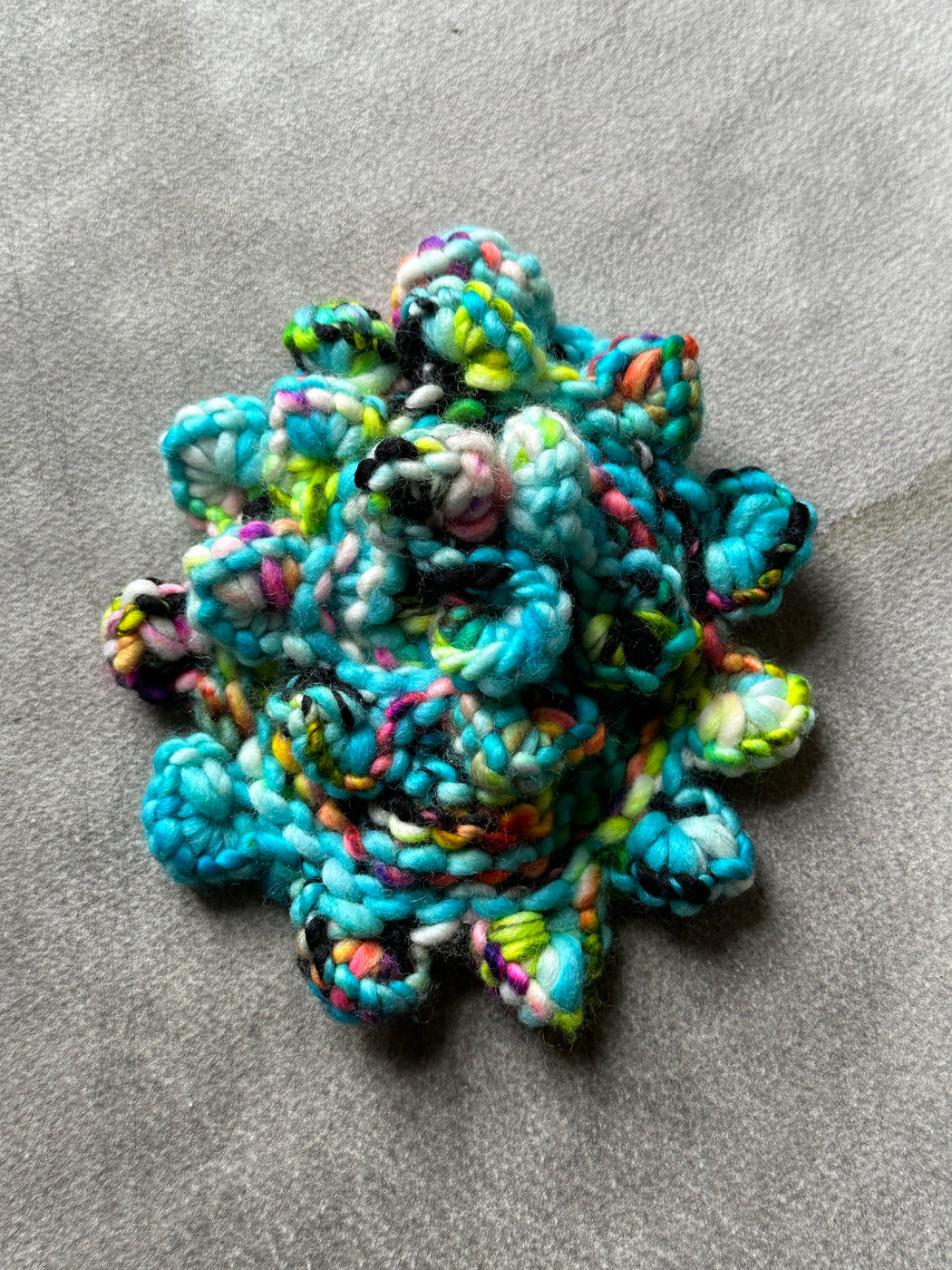 Large "Camelia" Hand-Knitted Brooch by Albo - Blue
