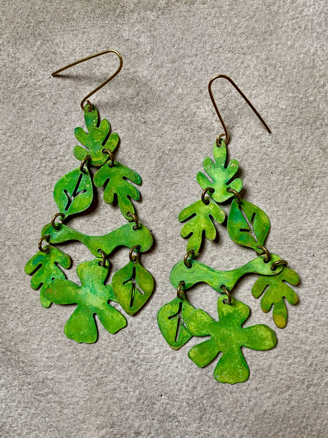 Sibilia "Botanical Cascade" Patinated Brass Earrings