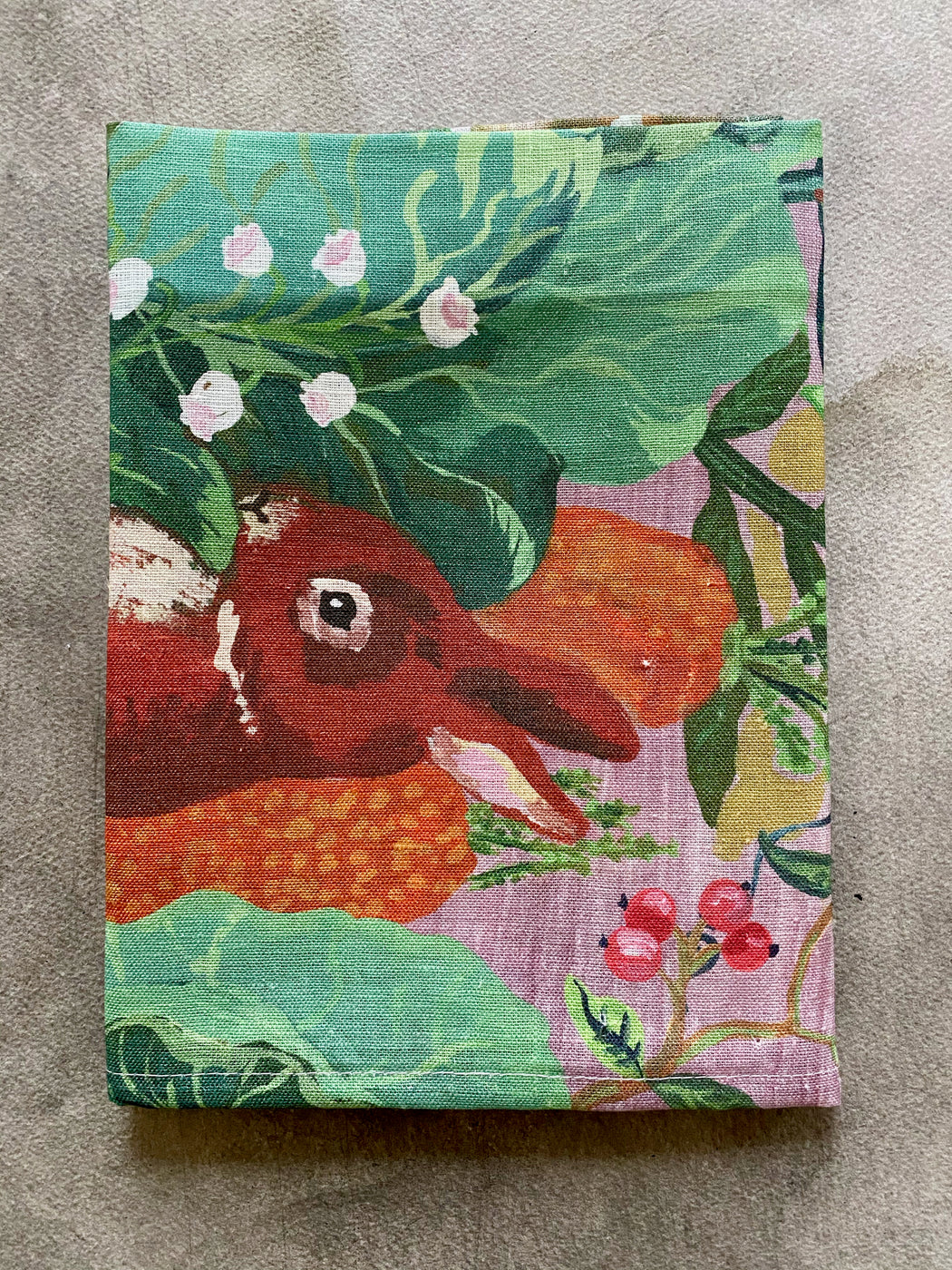 Nathalie Lete "Rabbits in the Cabbage Patch" Linen Tea Towel