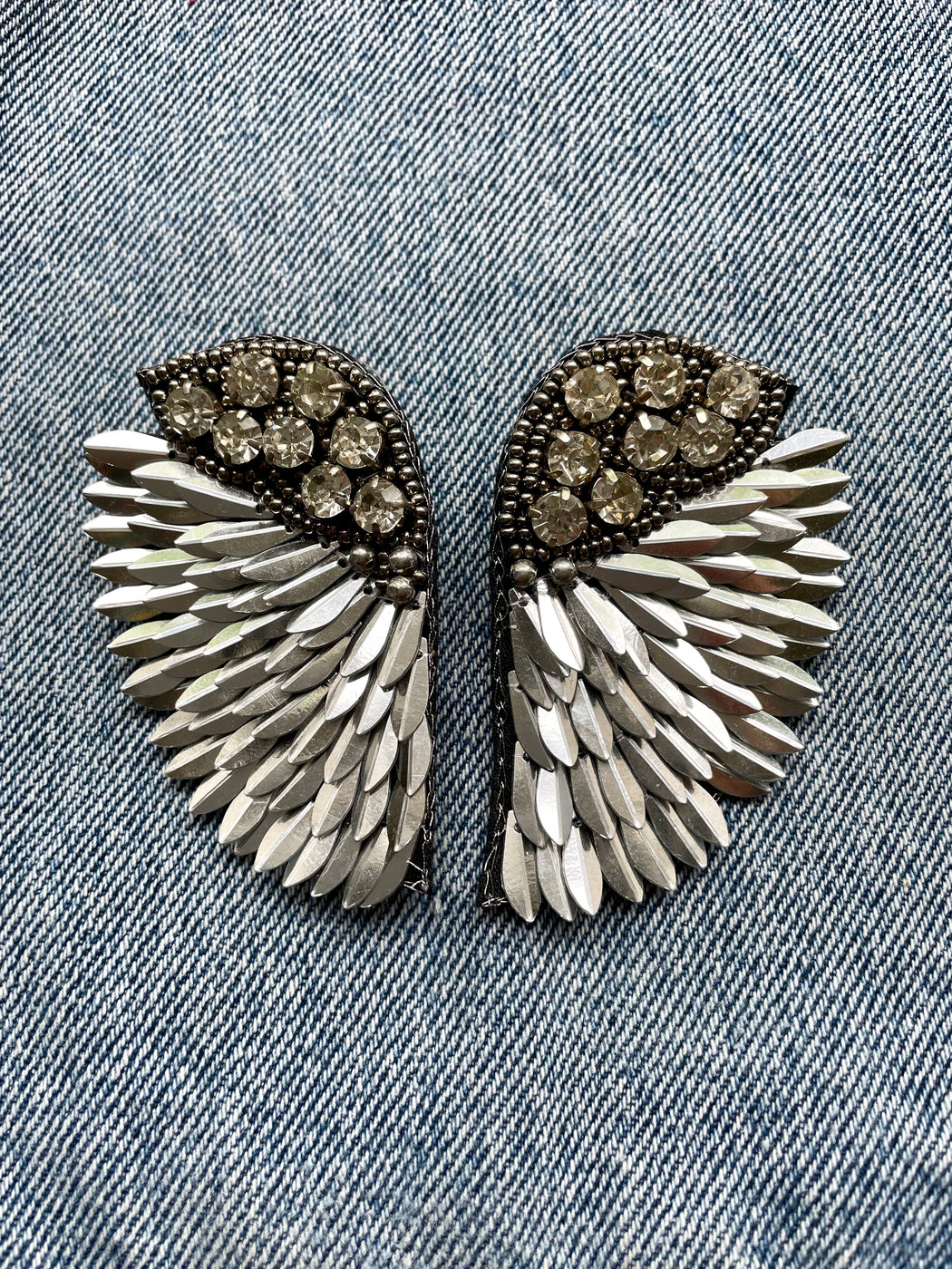 "Wings" Beaded Earrings - Silver