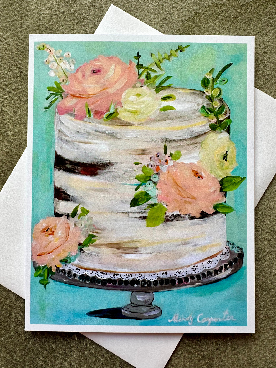"Fancy Floral Cake" Card by Mindy Carpenter