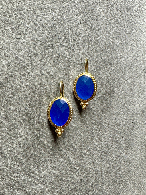 Blue Chalcedony "Oval" Drop Earrings