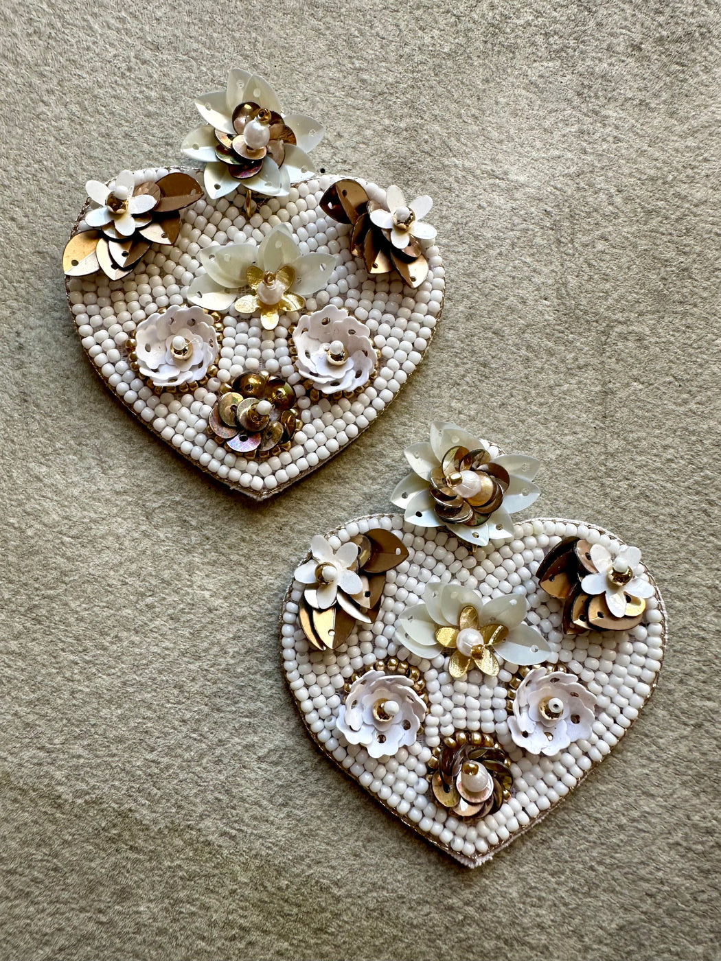 "White Heart" Beaded Earrings