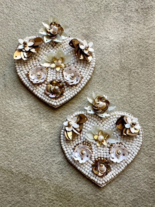 "Floral Heart" Beaded Earrings