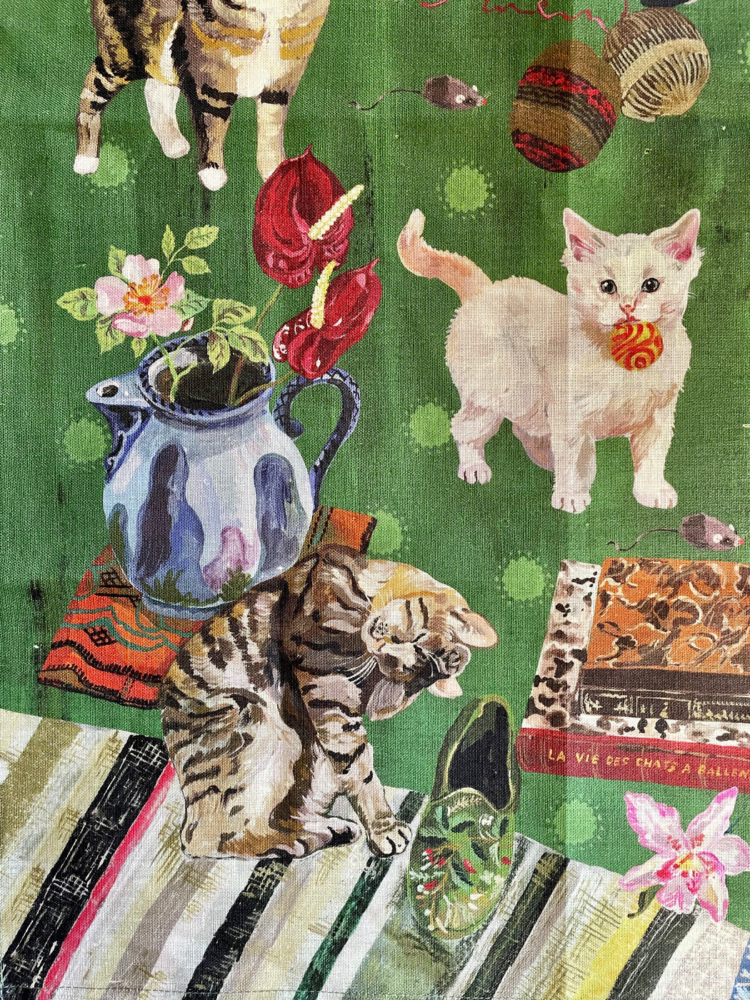 Nathalie Lete "Les Chats" Linen Tea Towel