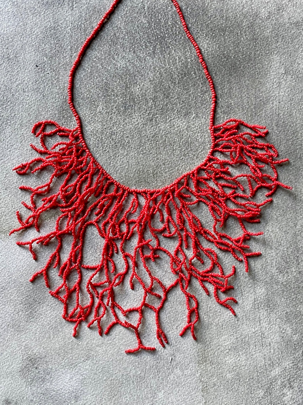"Coral Branch" Beaded Bib Necklace