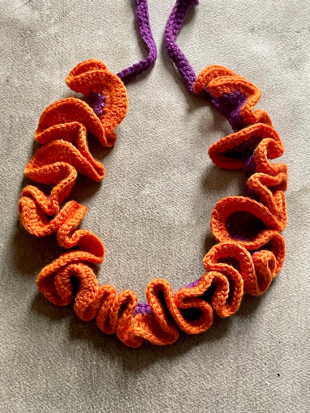 "Ruffle" Hand-Crocheted Necklace by Albo - Tiger Lily
