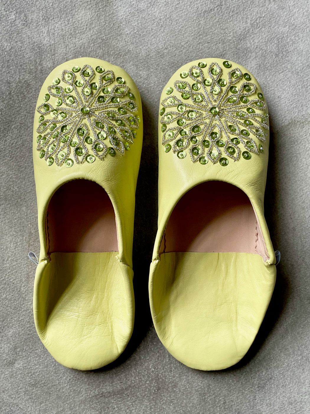 Beaded Moroccan Slippers - Lemongrass