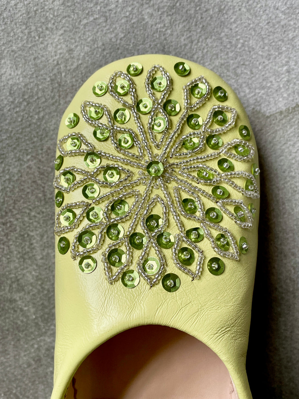 Beaded Moroccan Slippers - Lemongrass