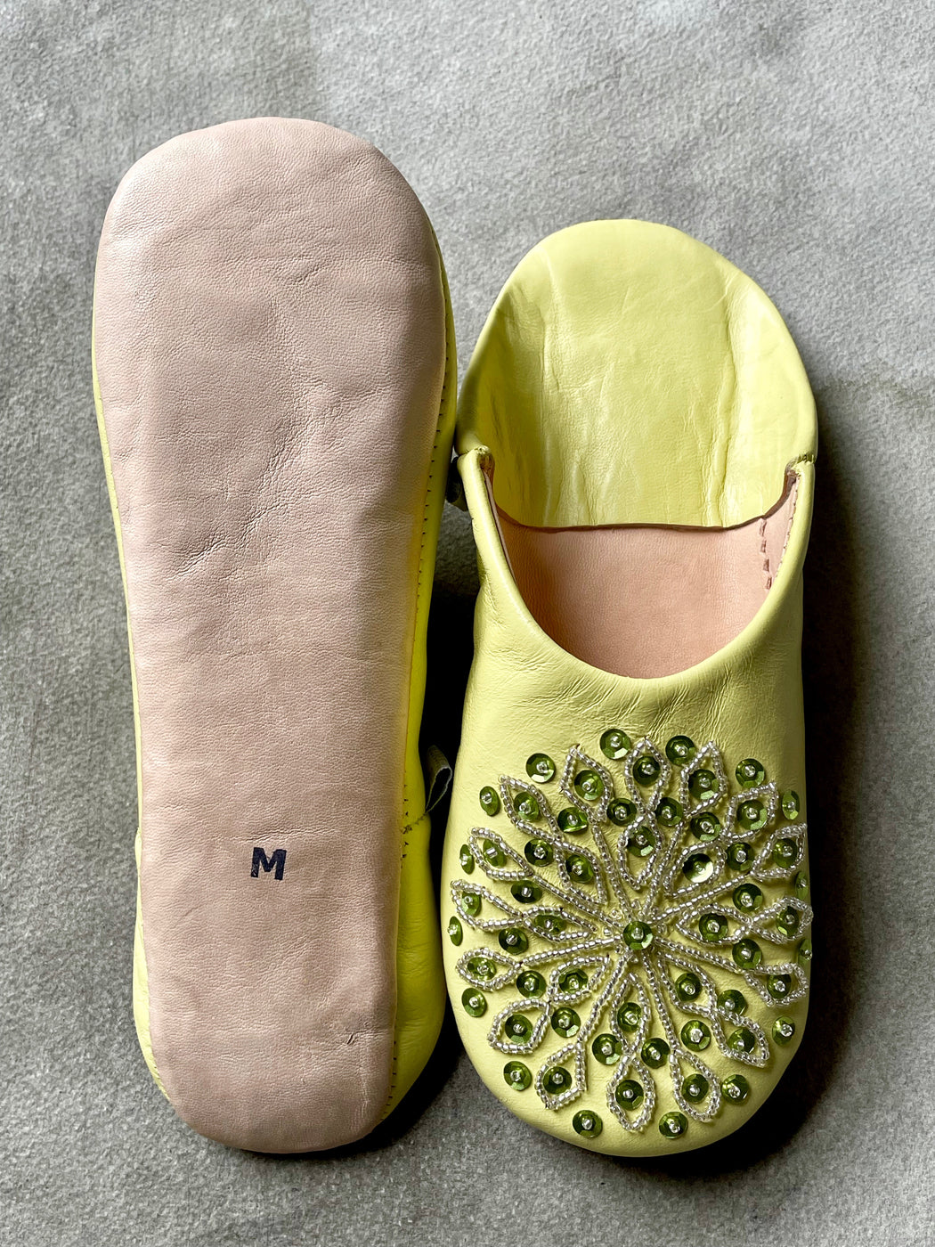 Beaded Moroccan Slippers - Lemongrass