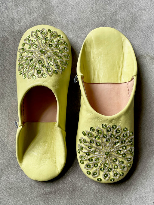 Beaded Moroccan Slippers - Lemongrass
