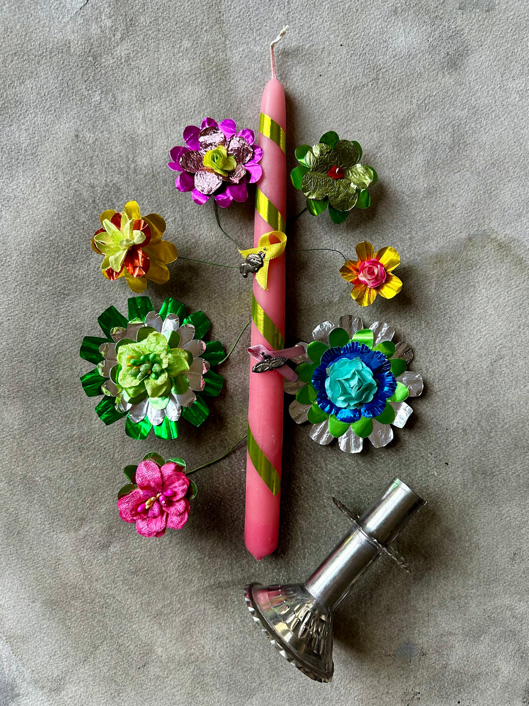 "Milagro" Paper Flower Candle by Momoca - Pink