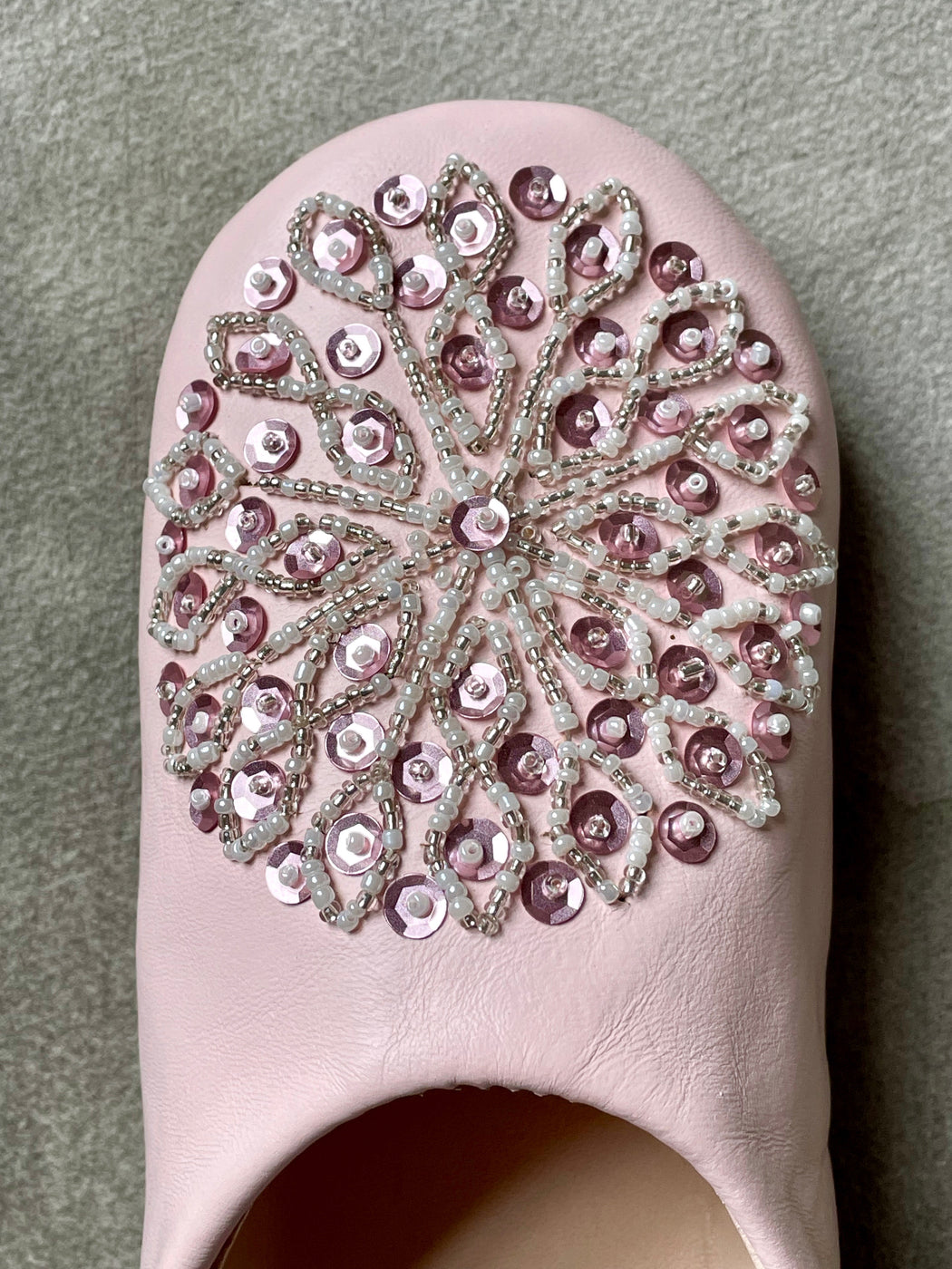 Beaded Moroccan Slippers - Pink