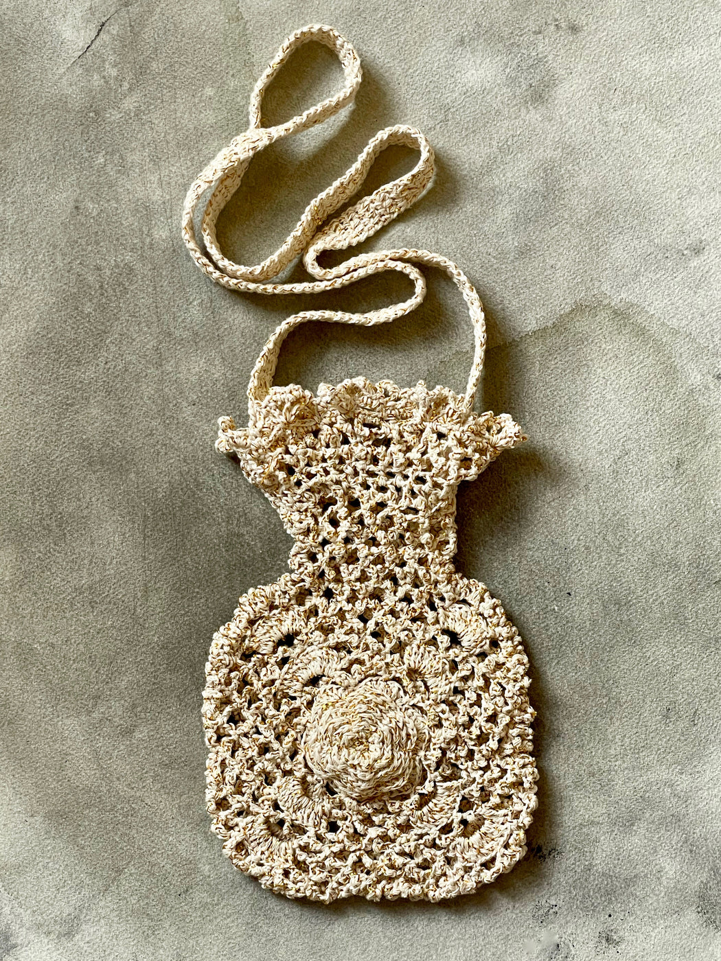 Nathalie Lete Hand-Crocheted Flower Purse - Ivory & Gold