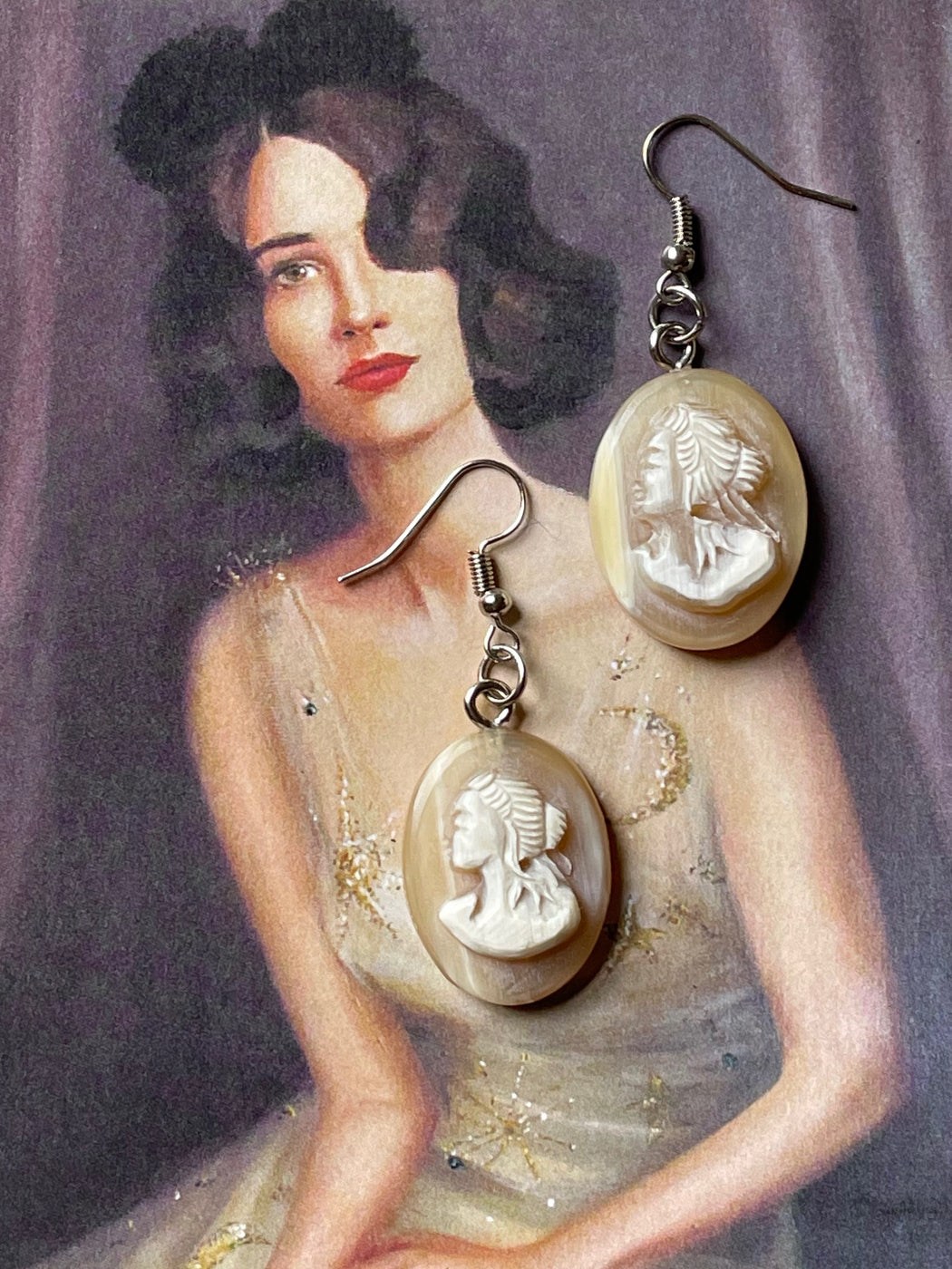 Thomas Paul "Cameo" Carved Horn Earrings