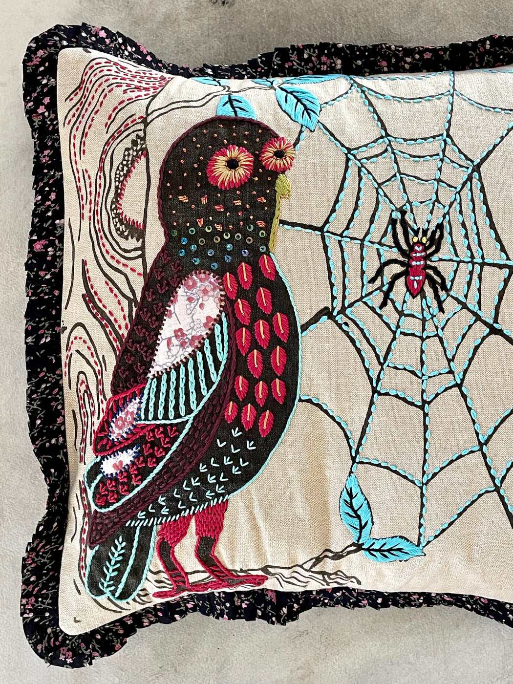 Nathalie Lete Hand-Embroidered "Owl" Pillow